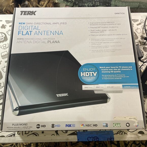TERK New Omni-directional Amplified Indoor Digital HDTV Antenna Omnitv3a Working - Picture 1 of 9